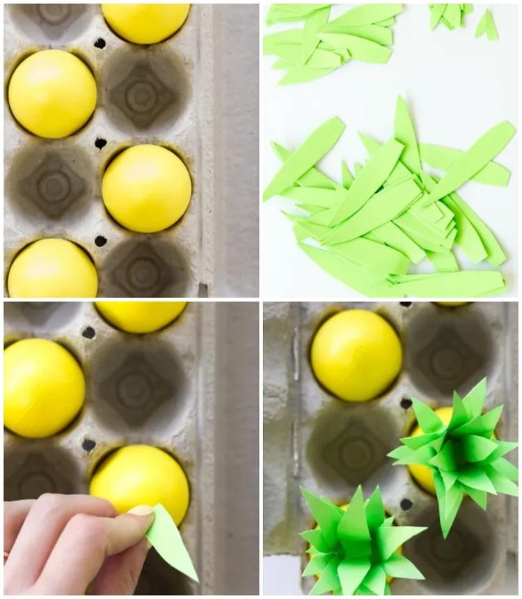 bricolaje tutorial de pascua niños de jardín de infantes fáciles decoran huevos de piña