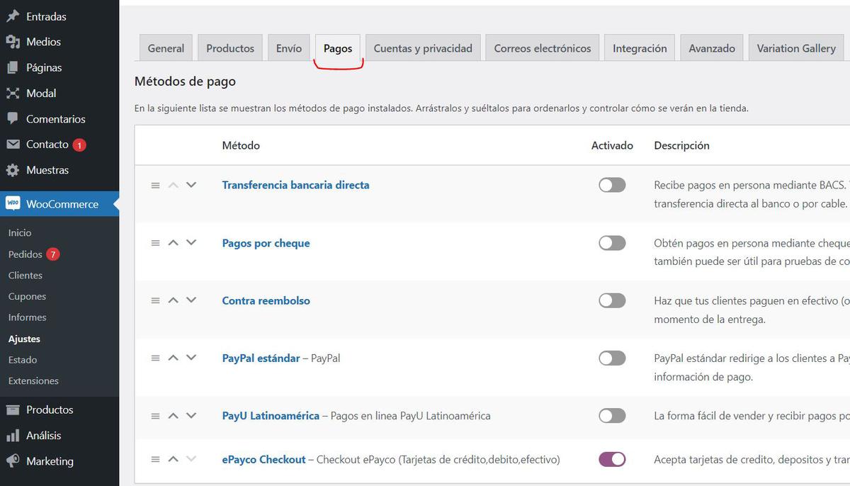 configuracion de paos en woocommerce