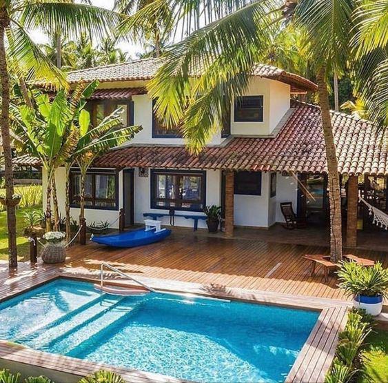 Diseños de casas de campo estilo mexicano con piscina