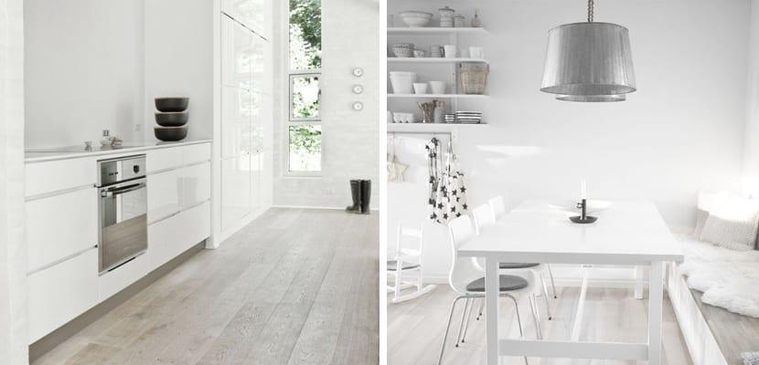 Suelos de madera blancos