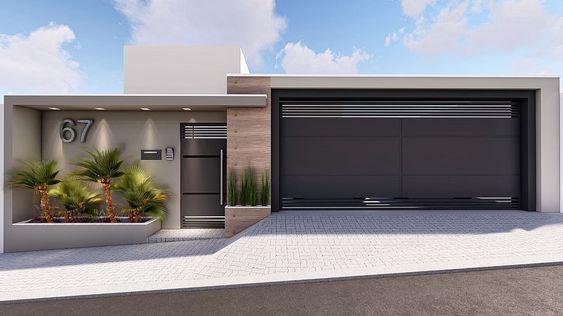 Casas modernas de un piso con cochera