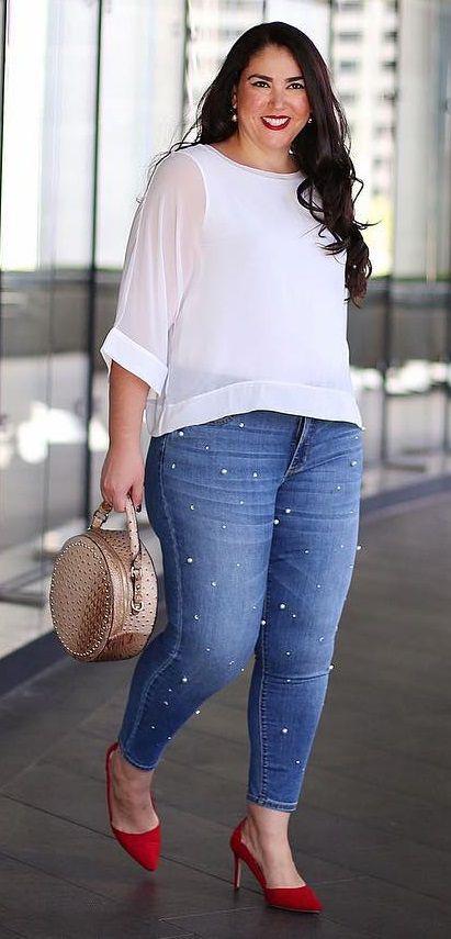 Looks casuales con jeans y blusas para gorditas