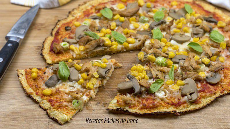 masa de pizza de coliflor saludable