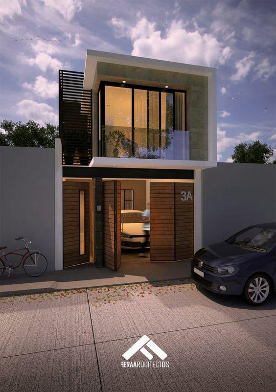 Fachadas de casas angostas en diferentes estilos