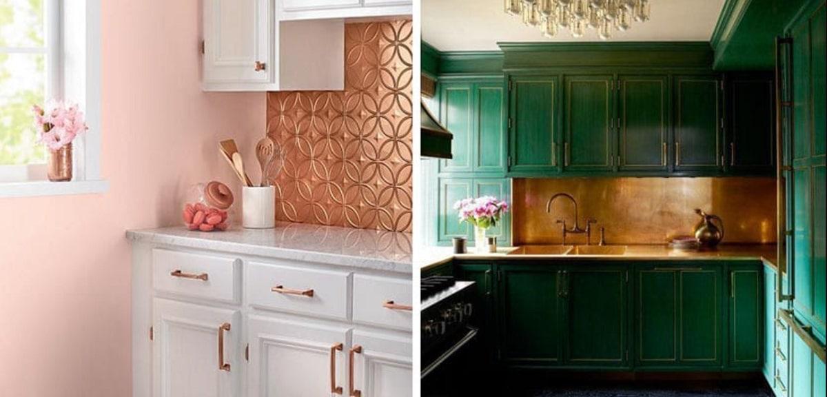 Azulejos dorados para cocinas