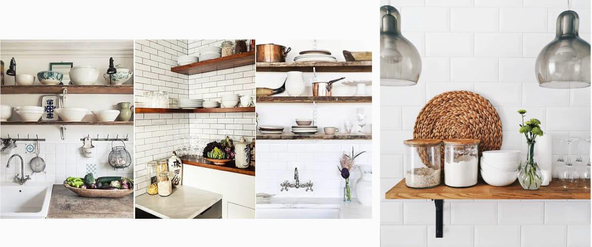 Instala estantes de madera en la cocina