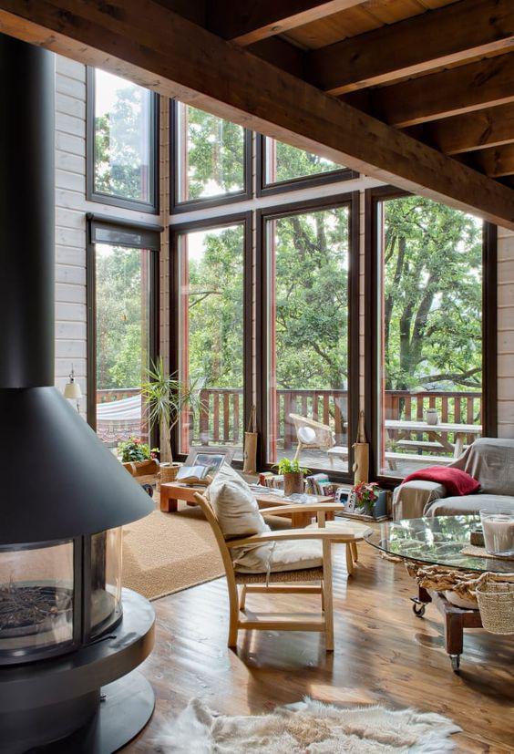 Casas de campo con ventanales