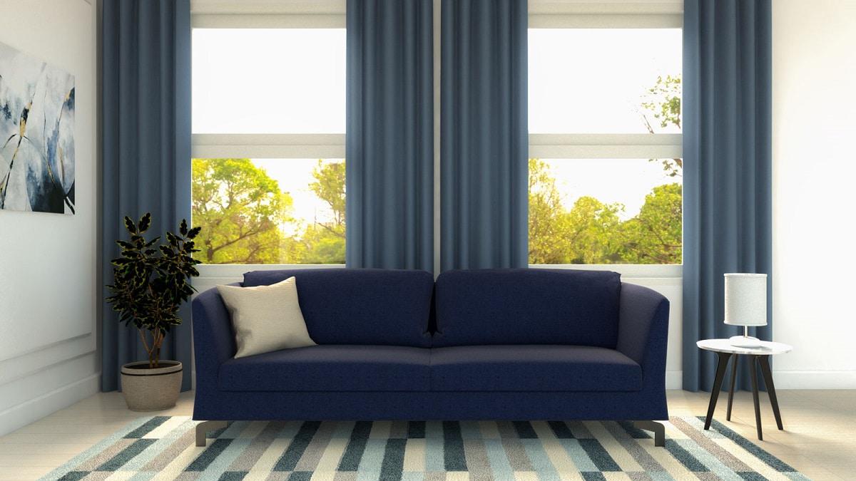 sofá y cortinas