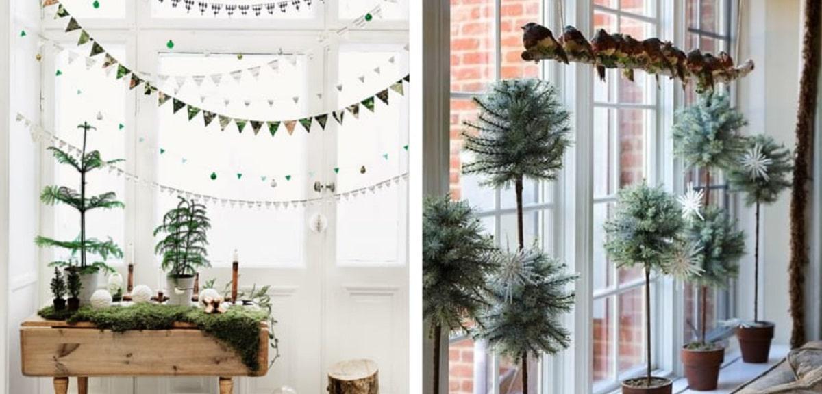 Decorar las ventanas con árboles