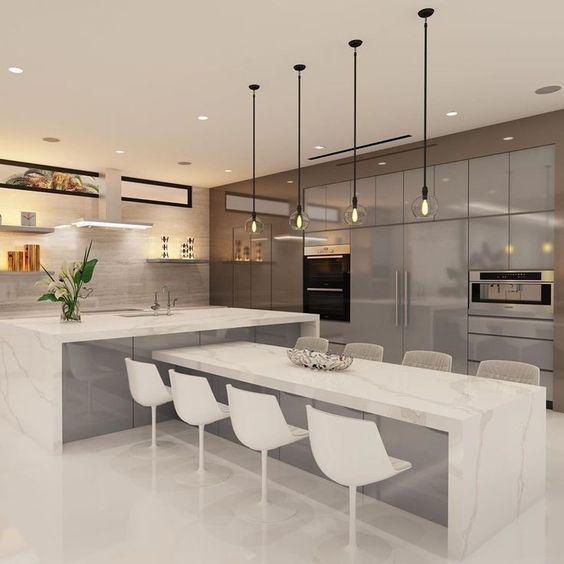 Comedores conectados con la barra desayunadora