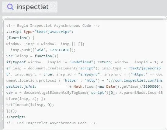 inspectlet codigo ubicacion