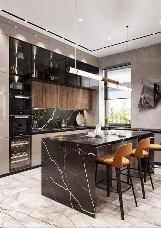 Materiales para encimeras de cocinas integrales, islas y peninsulas