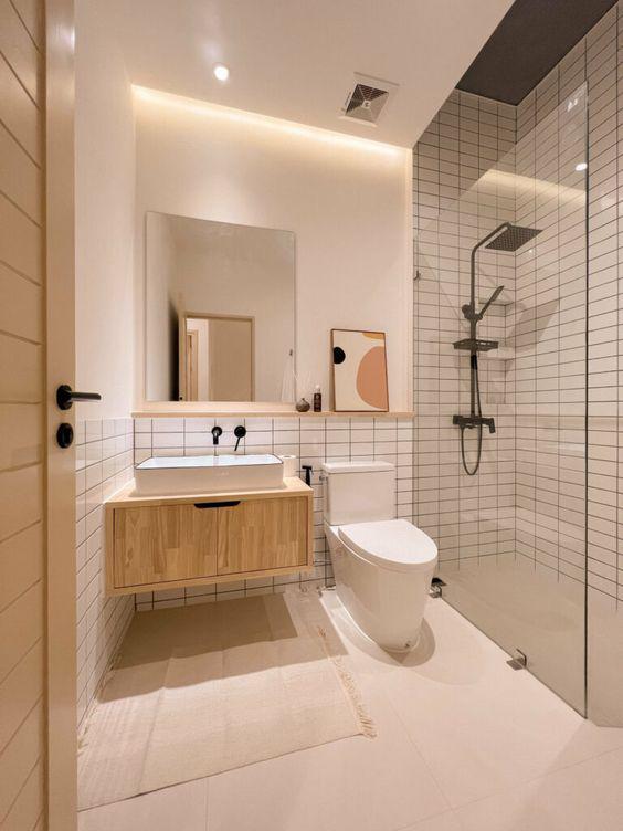 Distribución de un baño pequeño moderno