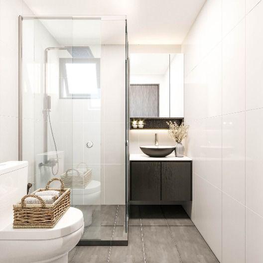 Área de la regadera para baños pequeños