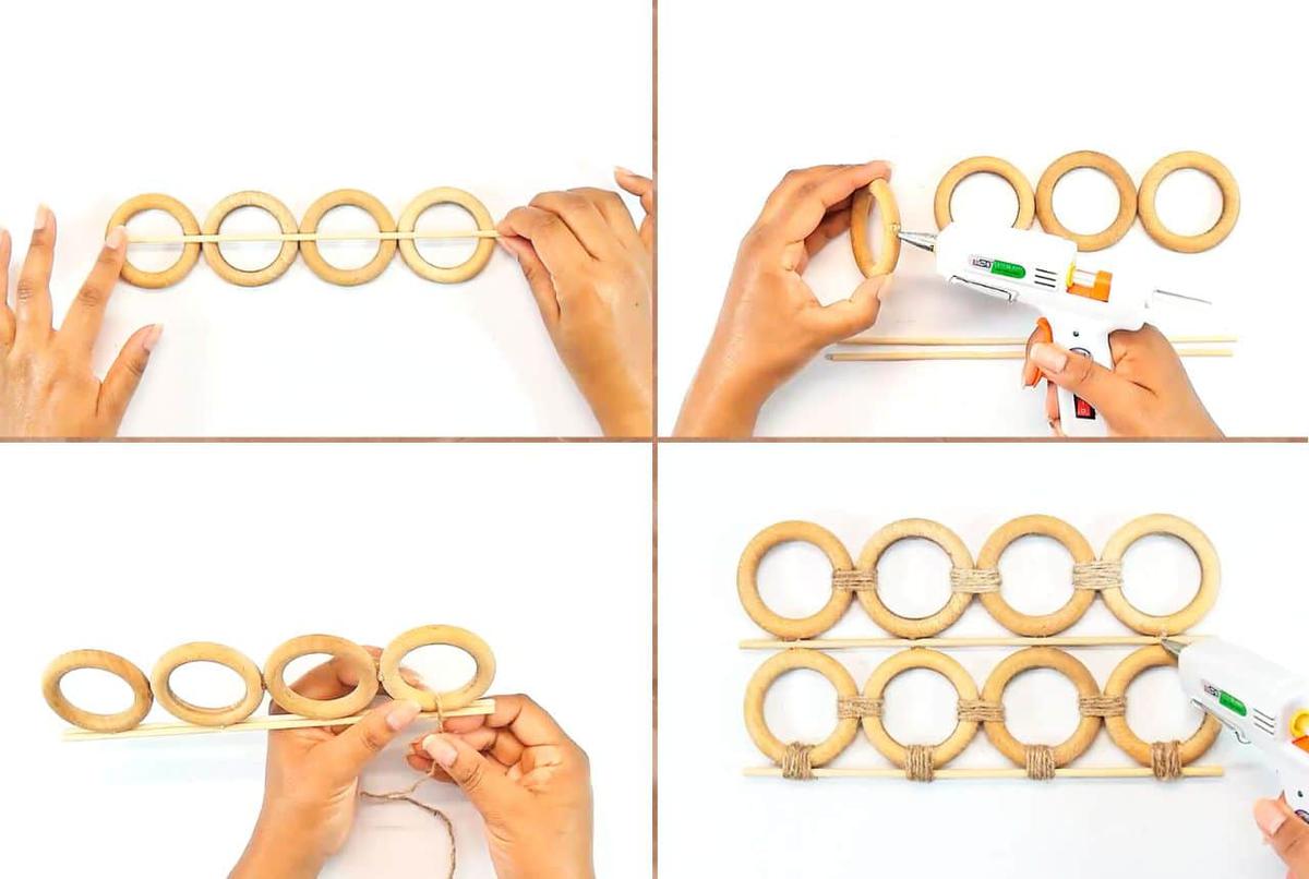 Cesta con aros de madera