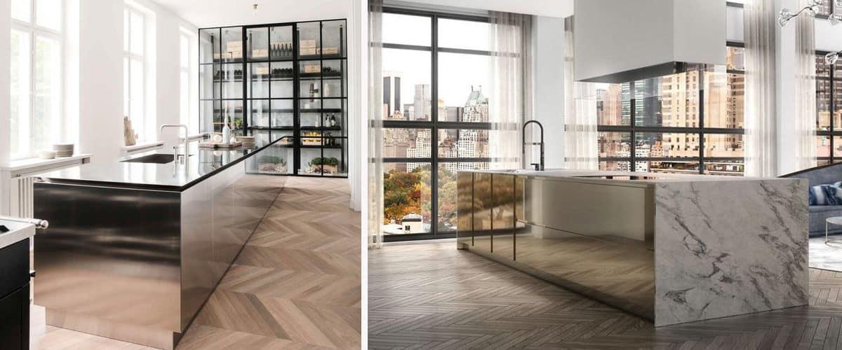 Islas de cocina efecto espejo