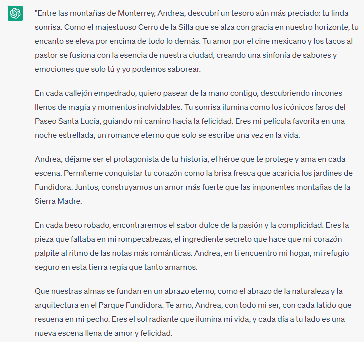 Cómo escribir frases para enamorar a una chica con ChatGPT 8