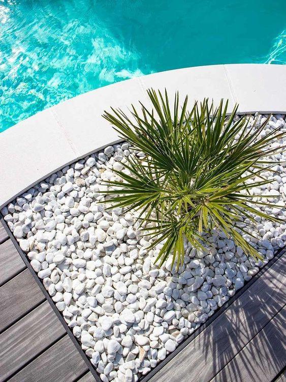 Círculos concéntricos de piedra blanca para jardines