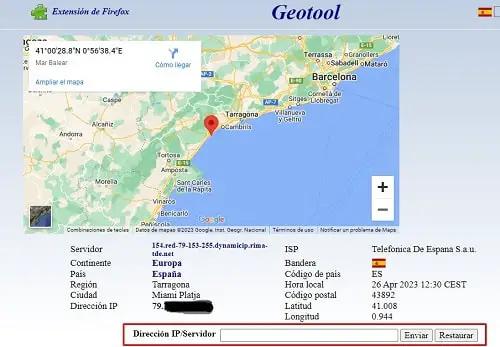 geotool rastrear ip