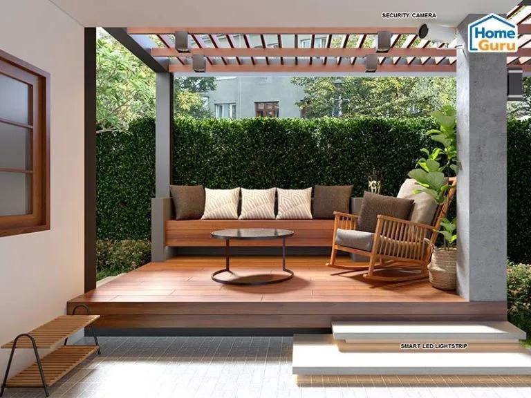 Pérgolas de exterior sobre plataformas de madera