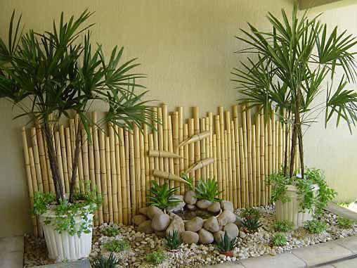 Jardineras construidas con bambú