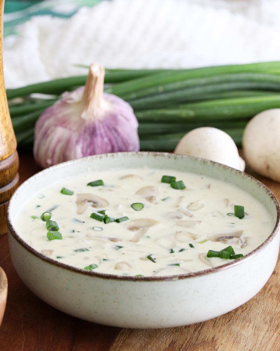 salsa crema verdeo champignon