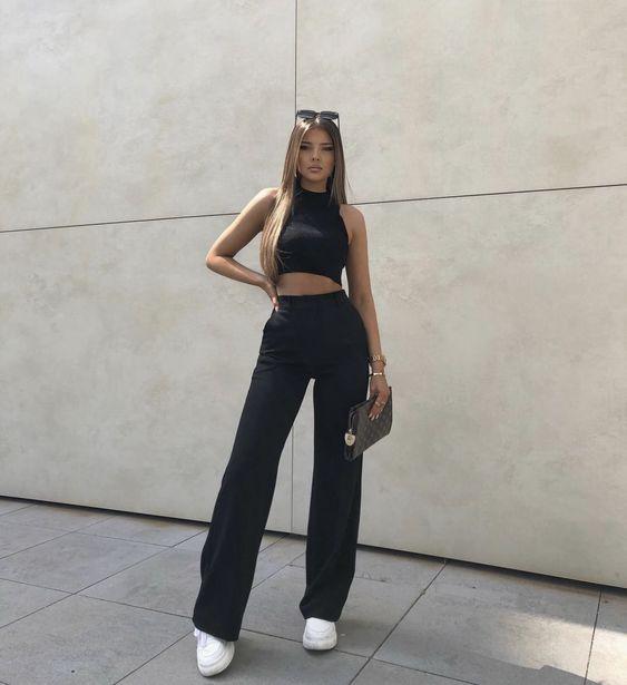 Conjuntos de moda de dos piezas color negro