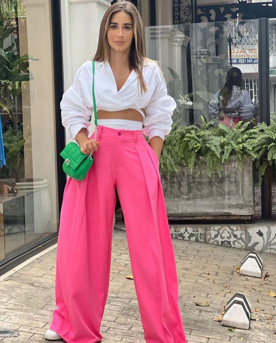 Outfits con palazzos coloridos