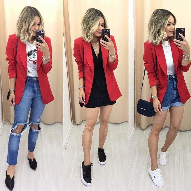 Outfits casuales con blazer rojo