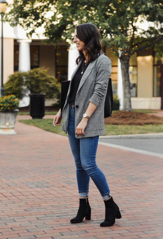 Outfits casuales con blazer a cuadros