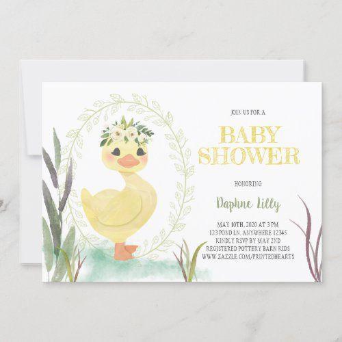 Invitaciones para baby shower con temática de patito