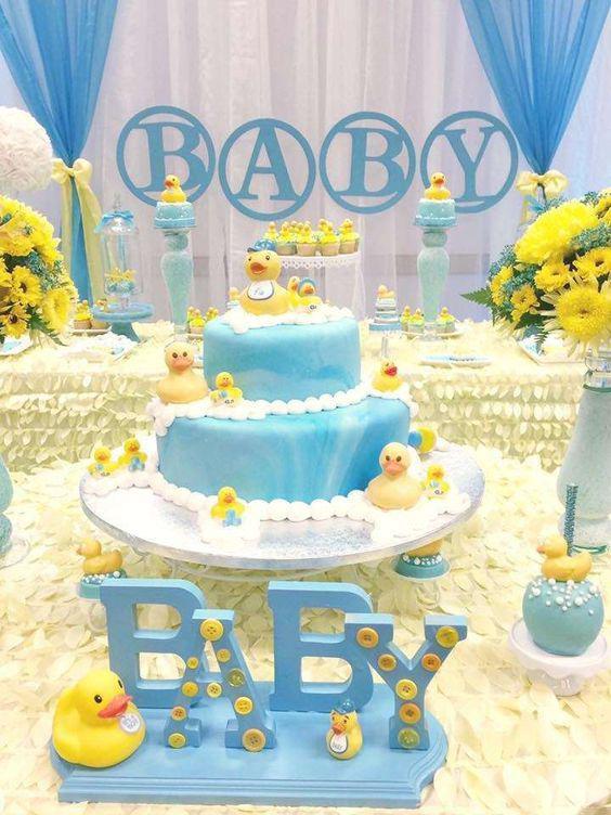 Diseños de pasteles para baby shower de patito
