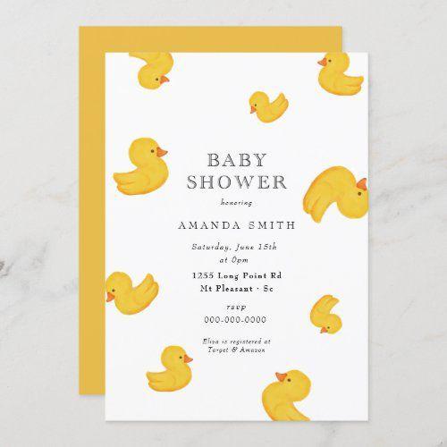 Invitaciones para baby shower con temática de patito