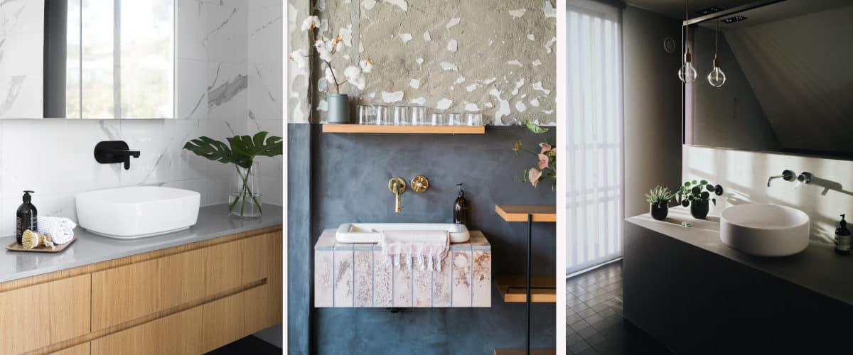 Baño moderno con grifería empotrada