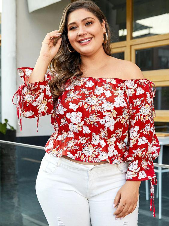 Blusas con hombros descubiertos para gorditas
