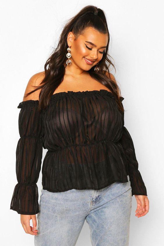 Blusas con hombros descubiertos para gorditas