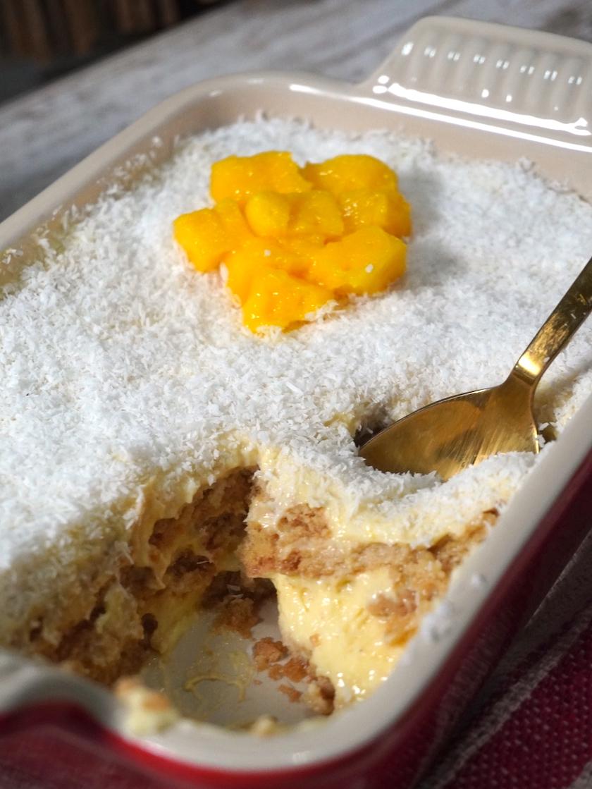 carlota de mango sin lactosa, sin nata (crema de leche) y sin queso