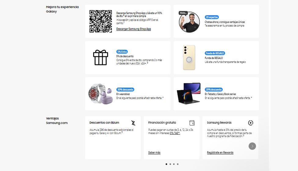 Otros beneficios de comprar en la tienda de Samsung
