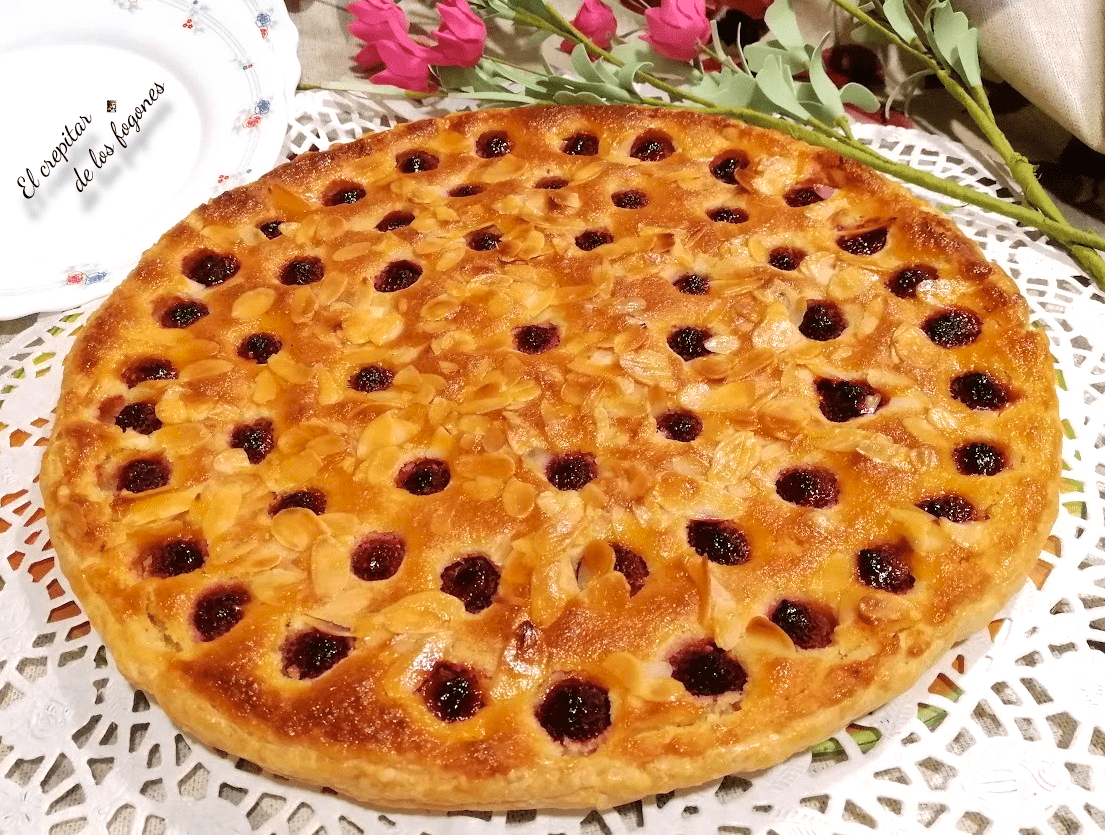 tarta de frambuesas y hojaldre
