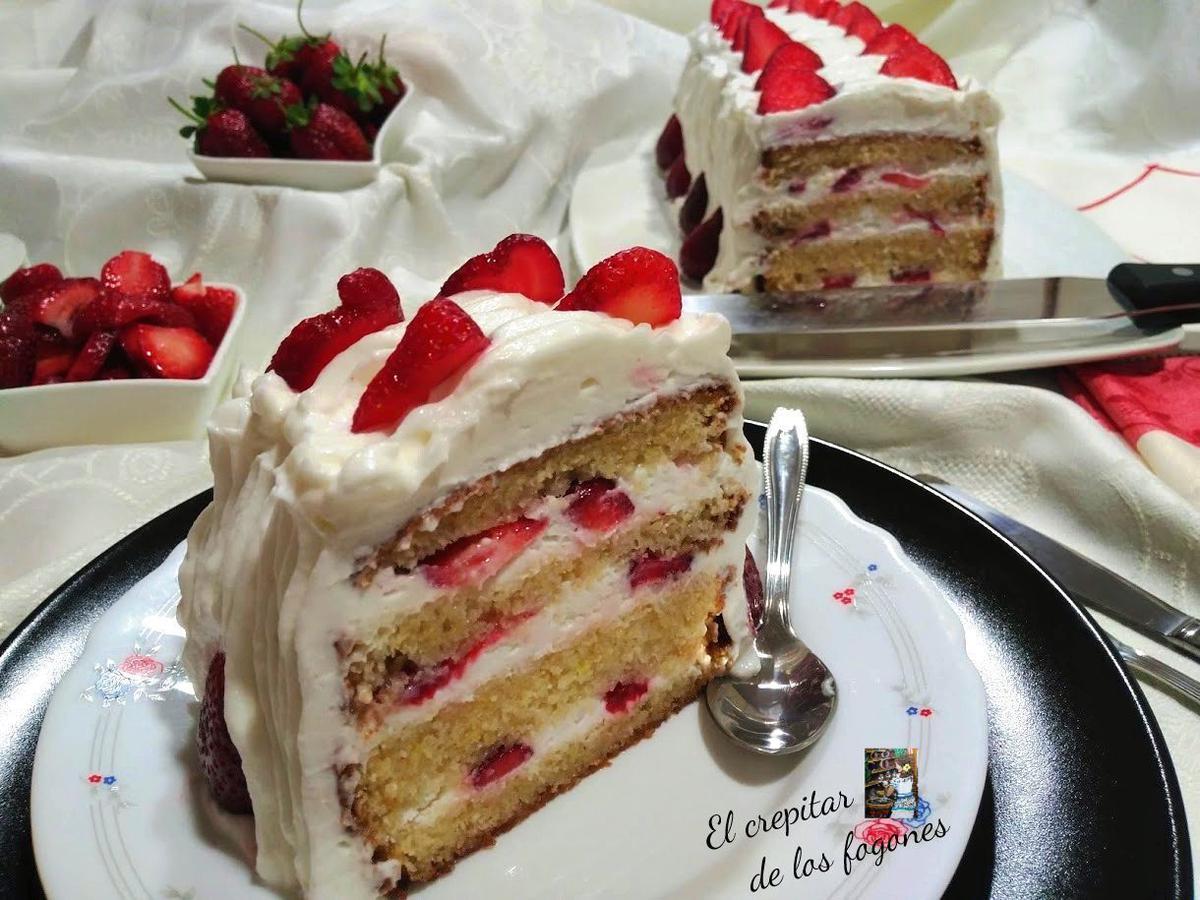 tarta de fresas con crema