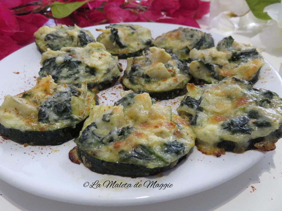 Bocaditos de calabacín, espinacas y alcachofas