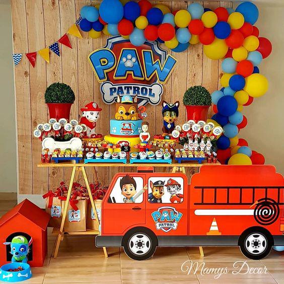 Decoración de mesa principal Paw Patrol para cumpleaños