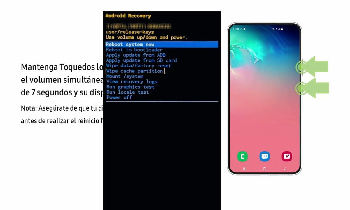 Samsung Galaxy Entrar modo recovery, hacer Wipe Cache y reiniciar
