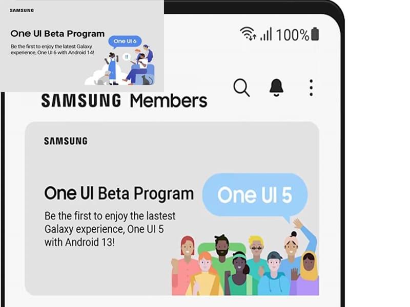 Captura de pantalla de la aplicación Samsung Members para registrarse en el programa beta de One UI 7