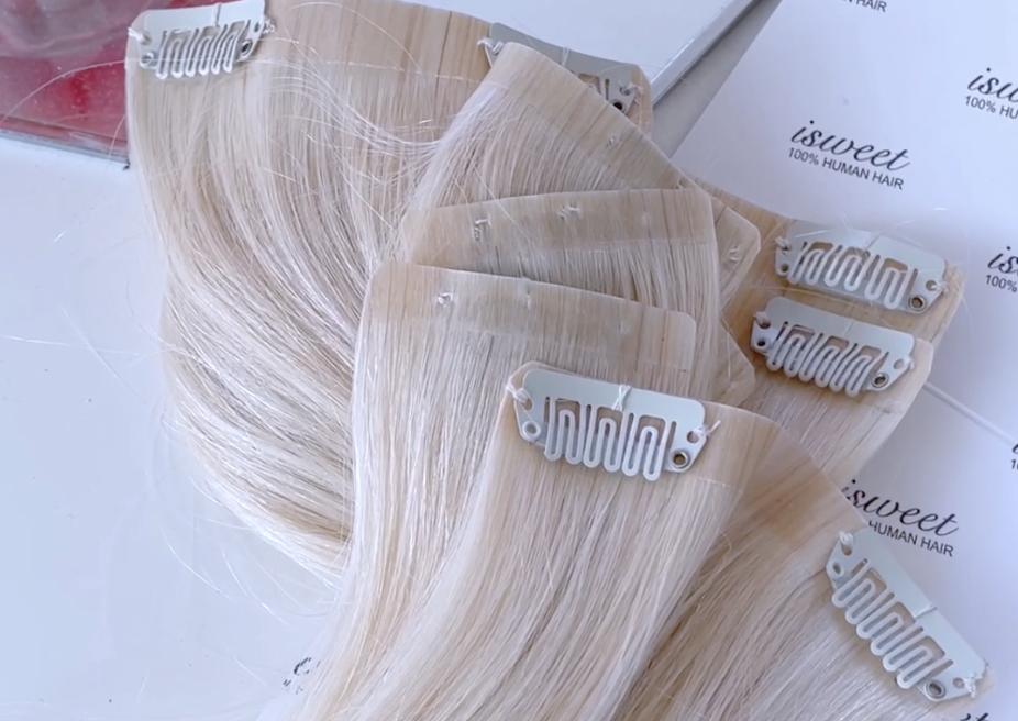 Extensiones de clip plano o invisible en tono 60#