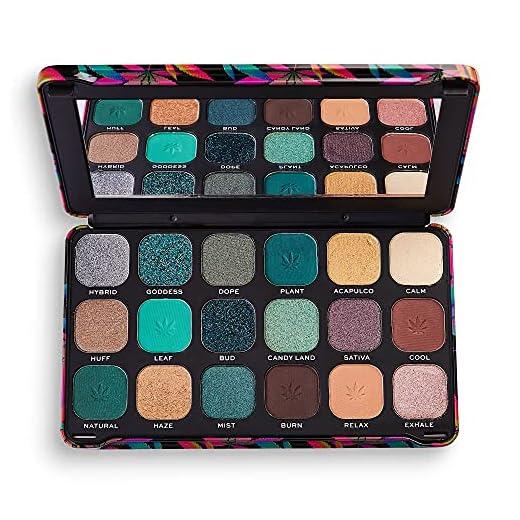 Makeup Revolution | Paleta de sombras de ojos Forever Flawless | Chilled with cannabis sativa | 18 sombras | 19,8 g, Polvo