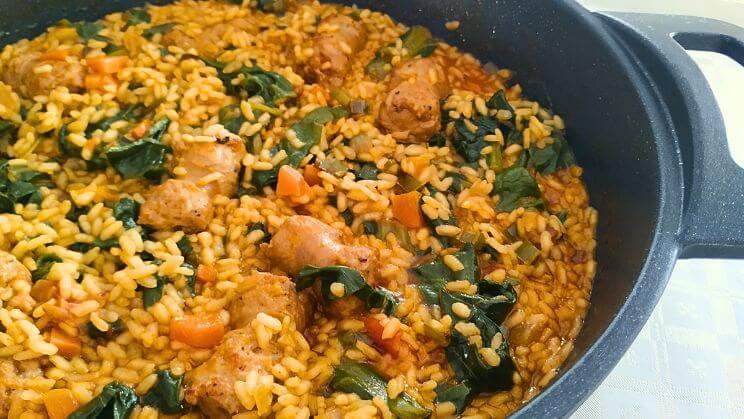 Cazuela de arroz con butifarra y acelgas 2