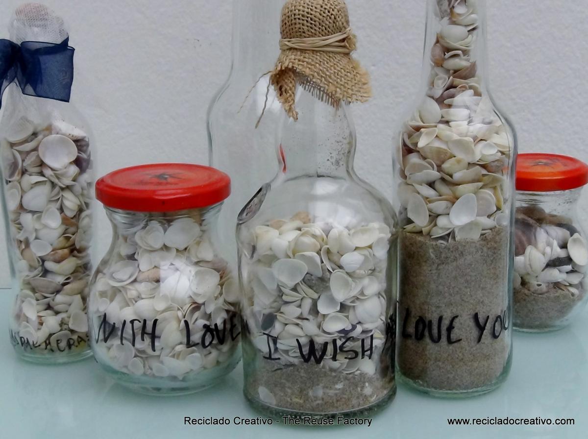 Souvenirs from holidays. Summer in a bottle. Recuerdos de las vacaciones. Verano en una botella. Reciclado Creativo. The Creative Reuse Factory