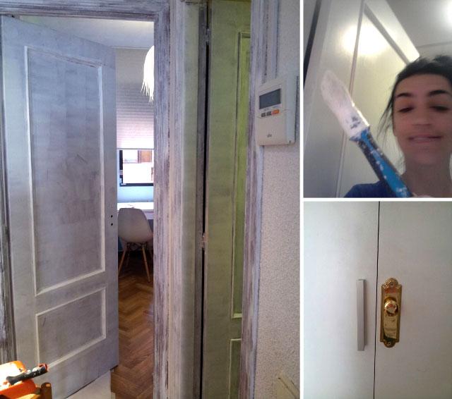 pintando las puertas de casa