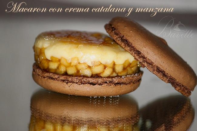 Macarón de chocolate y crema catalana